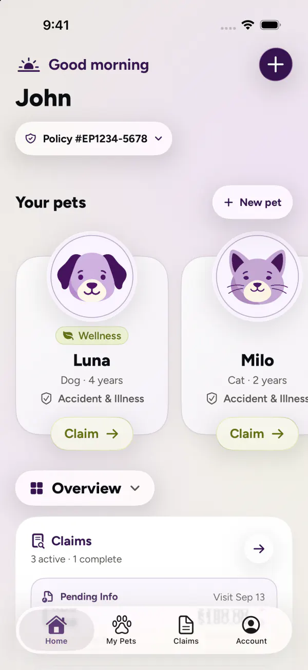 Redesigned Embrace home screen on iOS 26
