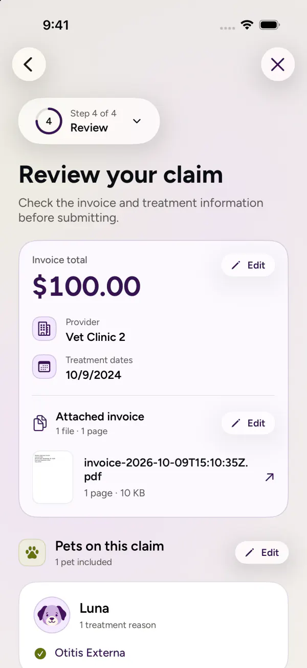 Redesigned claim workflow: Review the details