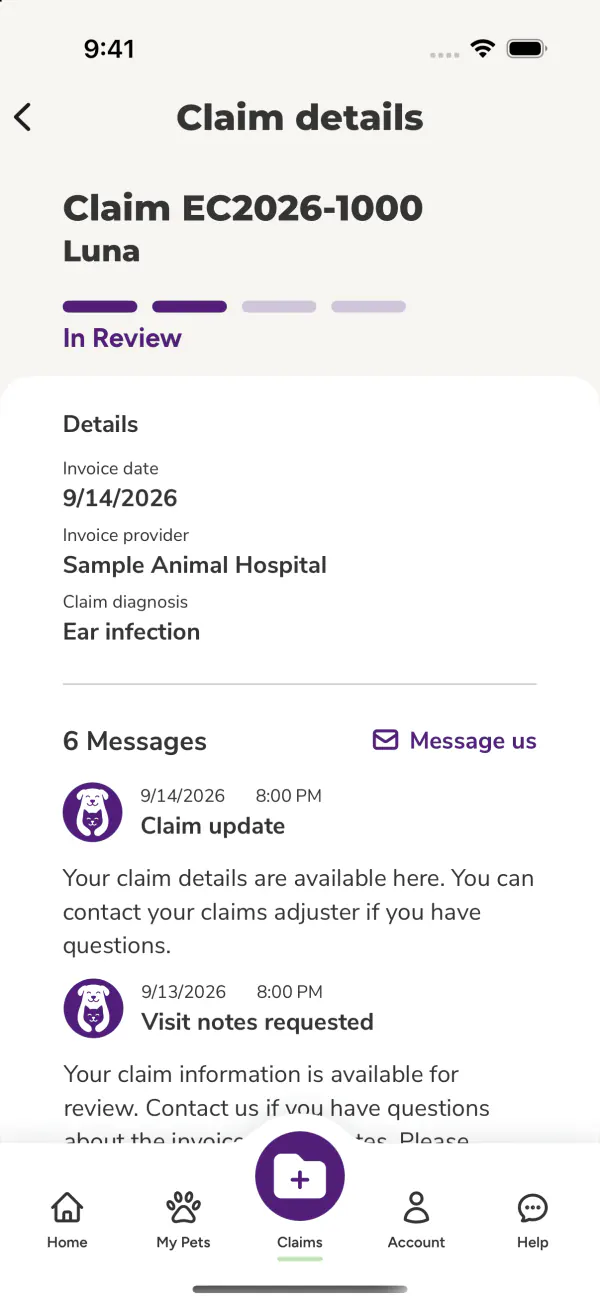 Original Embrace claim details, iOS 18, captured in light mode
